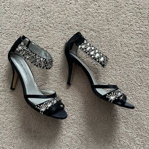 Black heels with rhinestones